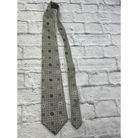 Johnny Carson Other - Vintage Johnny Carson Mens Geometric Medallion Tie Navy Blue Red Cream Polyester